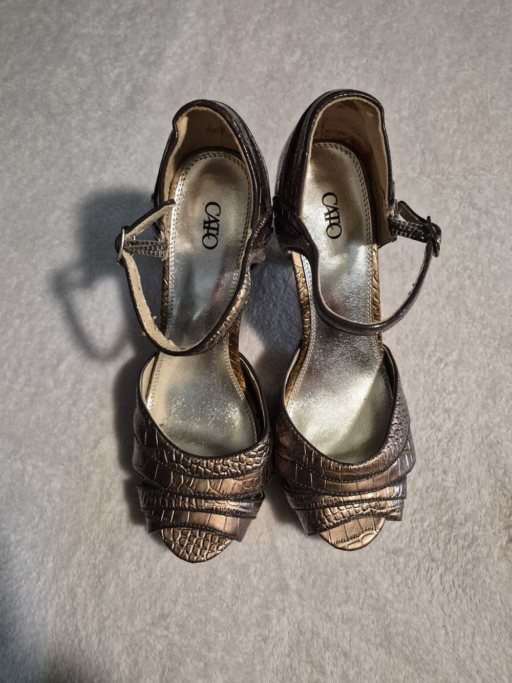 Cato Copper Faux Alligator Peep Toe Stiletto Heels Size 10